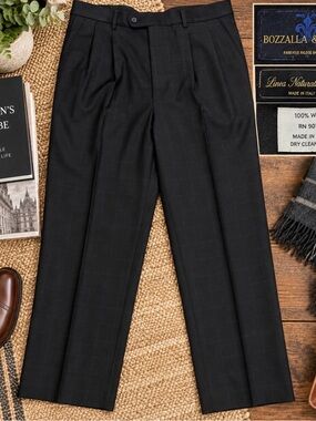 Linea Naturale Luxe Mens 32 Bozzalla Lesna 100% Wool Windowpane Pants Italy